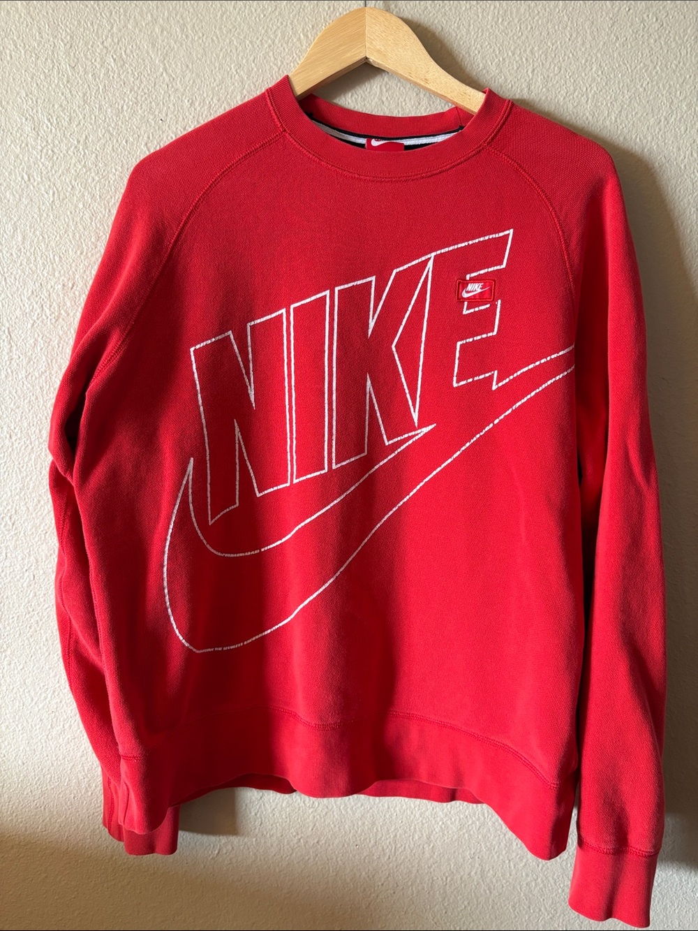 Vintage Y2K Nike Big Swoosh Spell Out Crewneck Sweatshirt Red Men's L